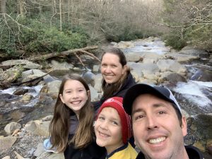 Megan, her husband, and kids in the Great Smoky Mountains